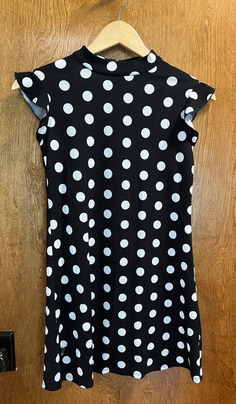 Love on Tap Girl's Black and White Polka Dot Shift Dress sze L 10/12